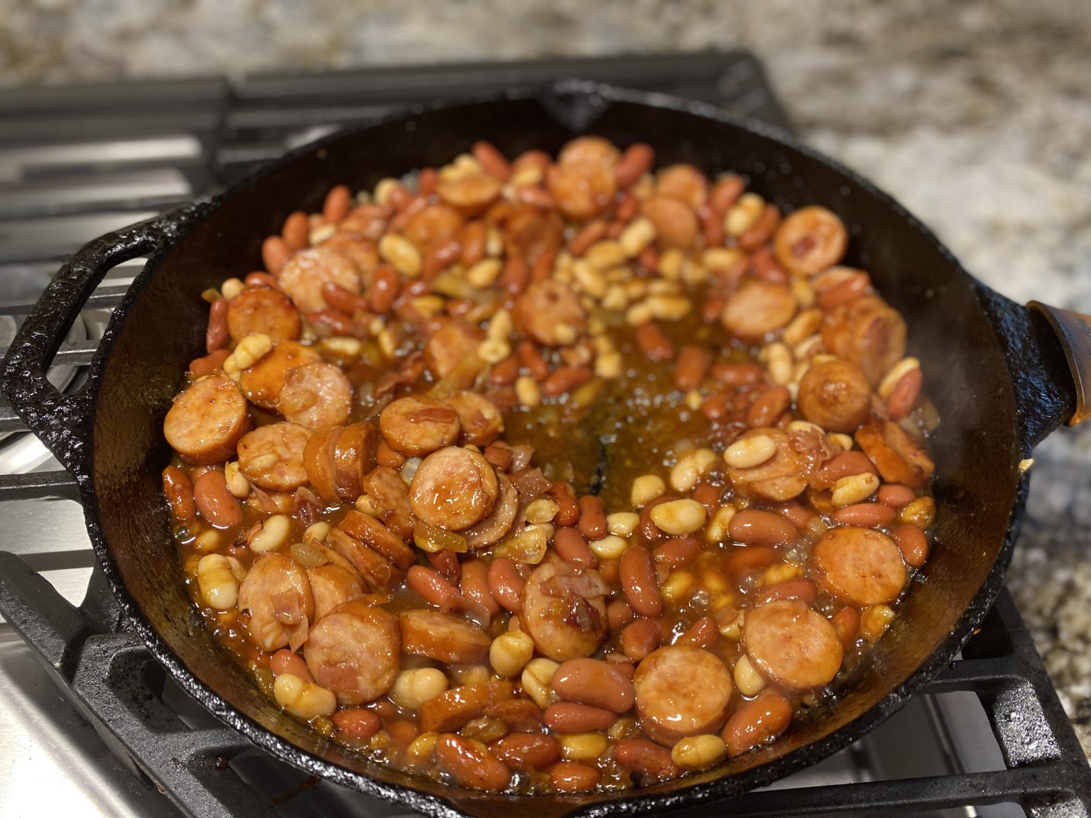 Kielbasa and Baked Beans from Scratch Life Transpires